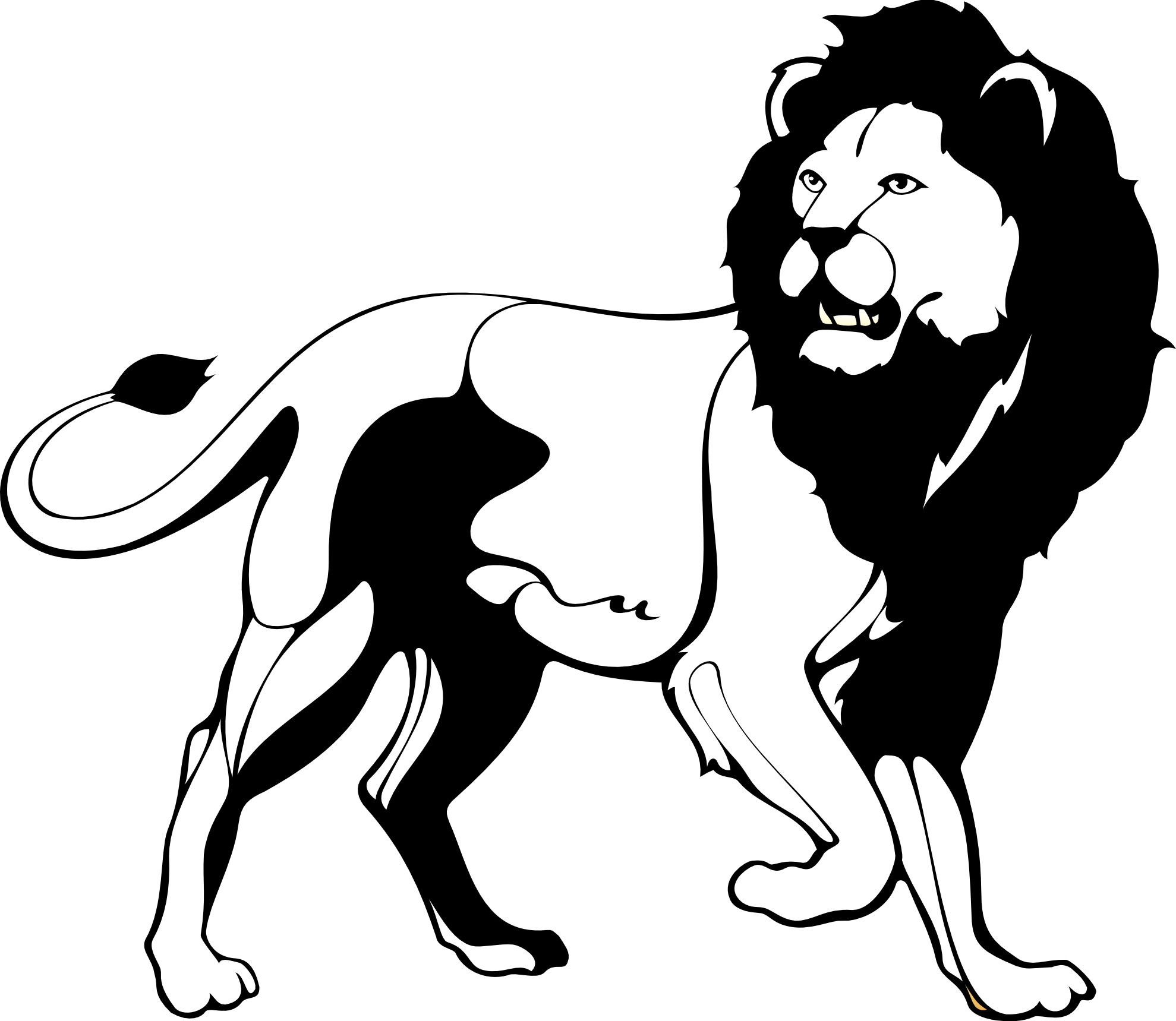 Lion 1 Black White Line Art Coloring Sheet Colouring Page ...