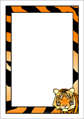 Tiger-themed A4 page borders (SB4957) - SparkleBox