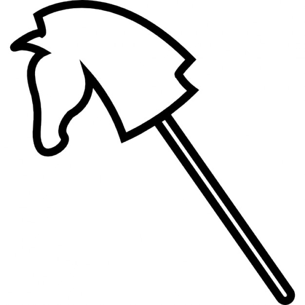Horse toy outline of head shape on a stick to ride Icons | Free ...