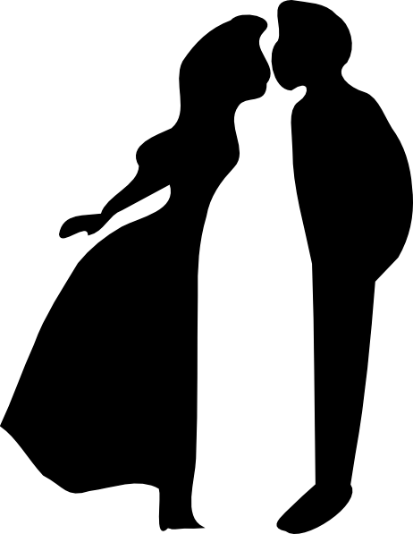 Silhouette Of Two People Kissing