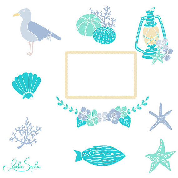 Beach Wedding Clipart Nautical Wedding by AnnelineSophia on Etsy