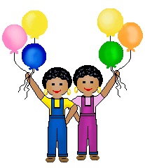Balloon clip art of girls, ethnic girls, and twins holding ballons