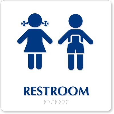Amazon.com: Restroom (Boys / Girls Pictograms) (White) Sign, 9" x ...
