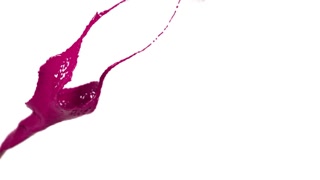 Purple paint pour and splash on black background, Slow Motion ...