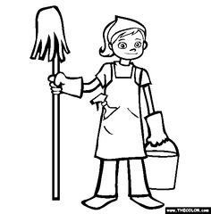 Cleaning the house clipart black and white - ClipartFox