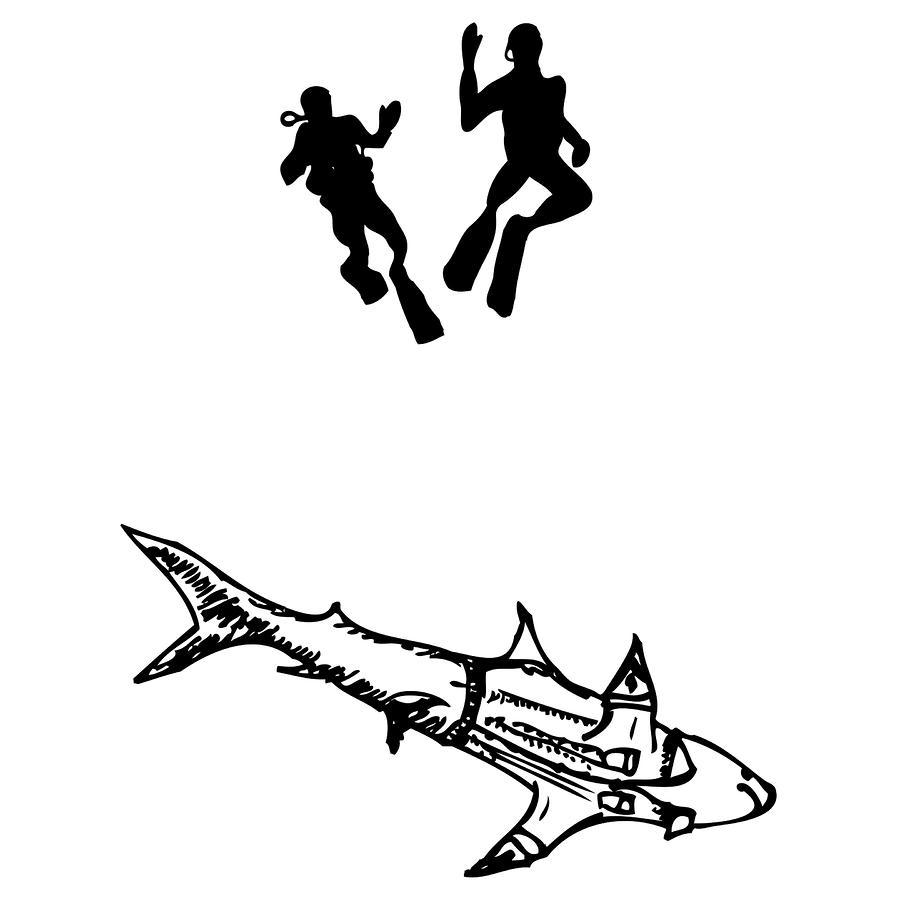 Shark Wearing Jean Jacket Drawing by Karl Addison - Shark Wearing ...