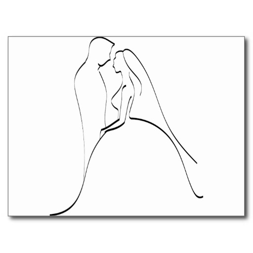 Bride And Groom Clipart Postcards & Postcard Template Designs