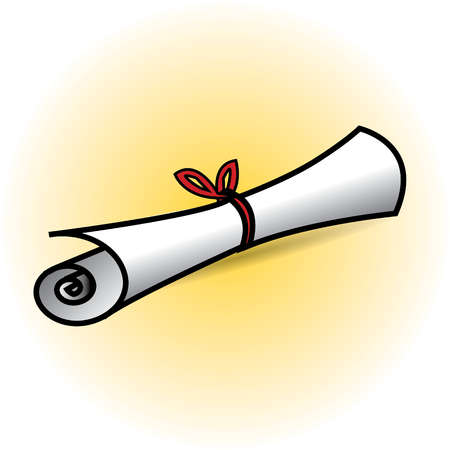 Stock Illustration - Rolled up graduation diploma