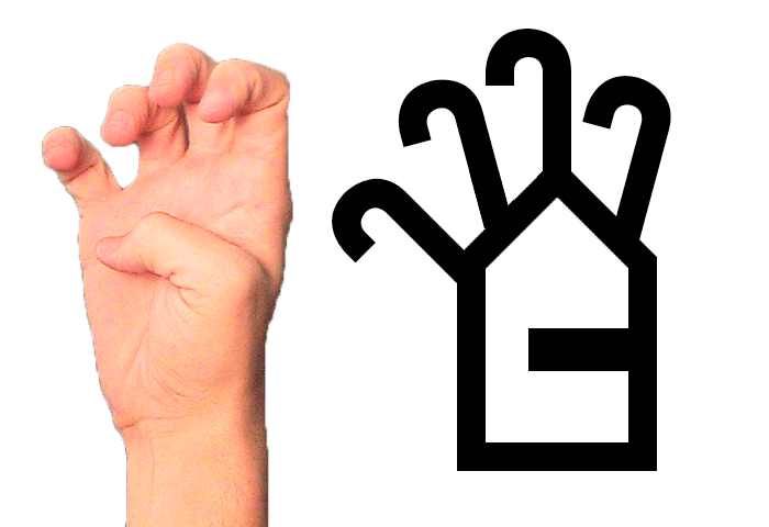 SignWriting Symbols Group 4: Four Fingers Bent