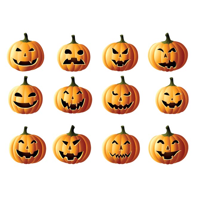 Vector art work set of pumpkin Jack-o-lanterns - Free Vector Art