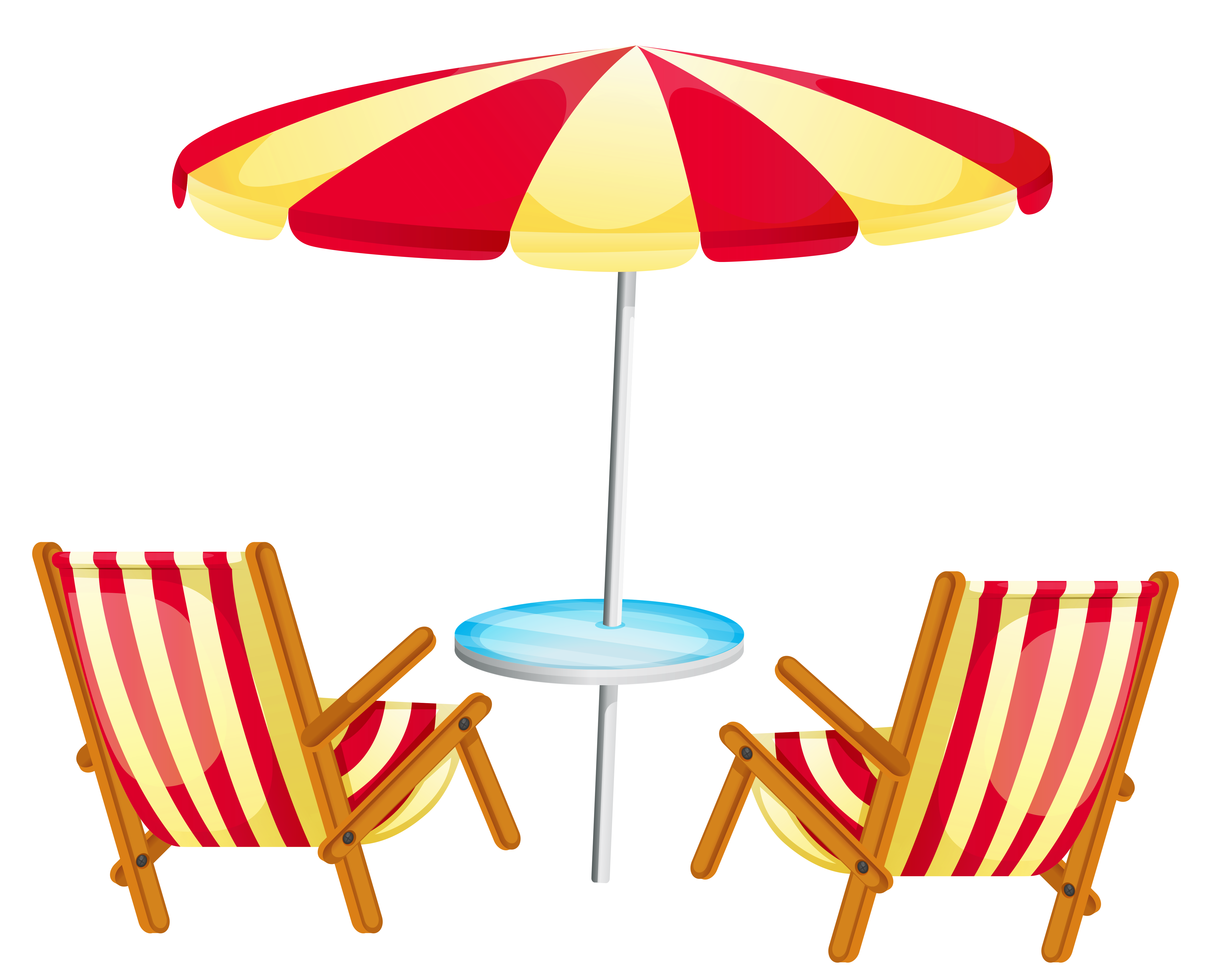 Transparent Beach Umbrella with Chairs PNG Clipart