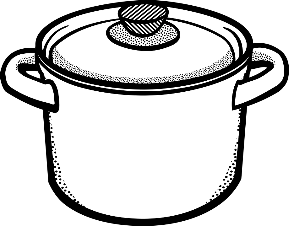 Cooking pot clipart black and white
