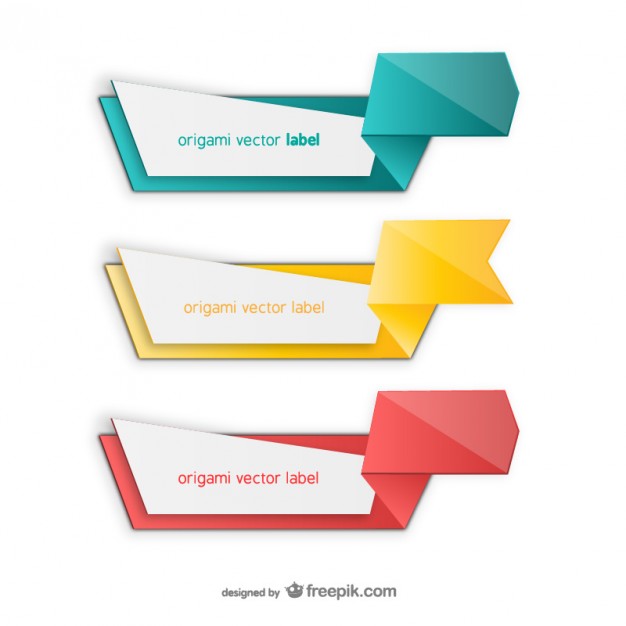 Colorful origami label pack Vector | Free Download