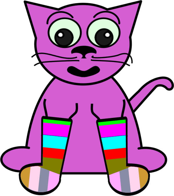 Cartoon Cat In Rainbow Socks - vector Clip Art