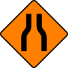 Diamond road sign road narrows works.svg