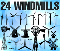 Vector Windmill Silhouettes