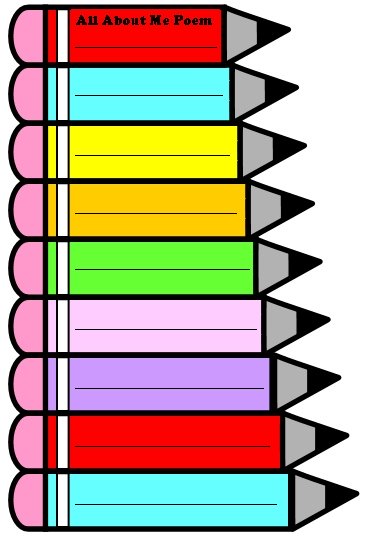 All About Me Poems - Biography Poem with Fun Pencil Shaped Templates