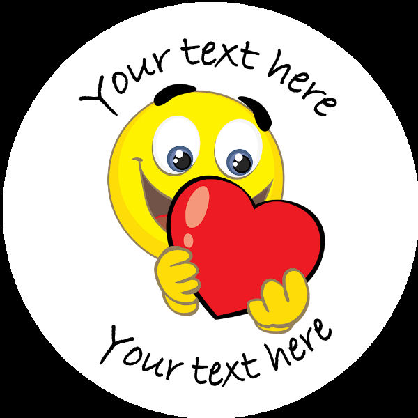 V006 Personalised Custom Badge Valentines Day smiley face with ...