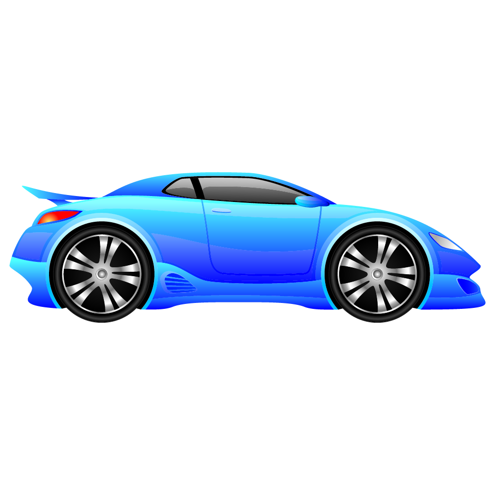 Blue Race Car Cartoon Kids Colour Wall Sticker Transport Art ...