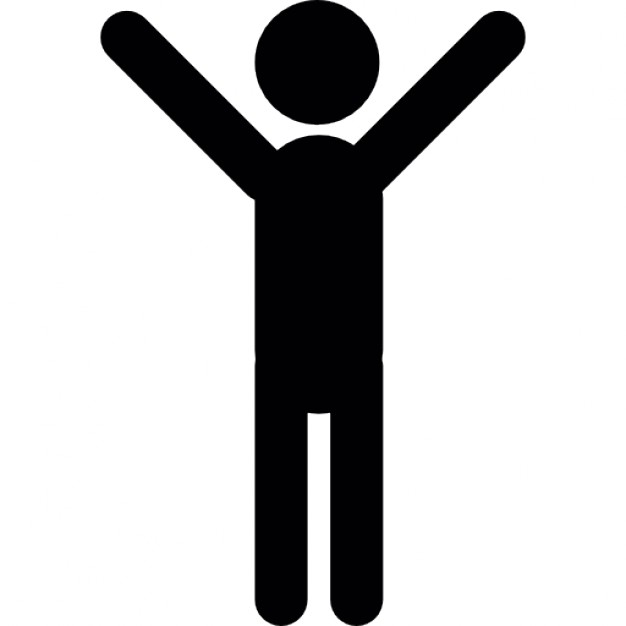 Man silhouette standing with arms up Icons | Free Download
