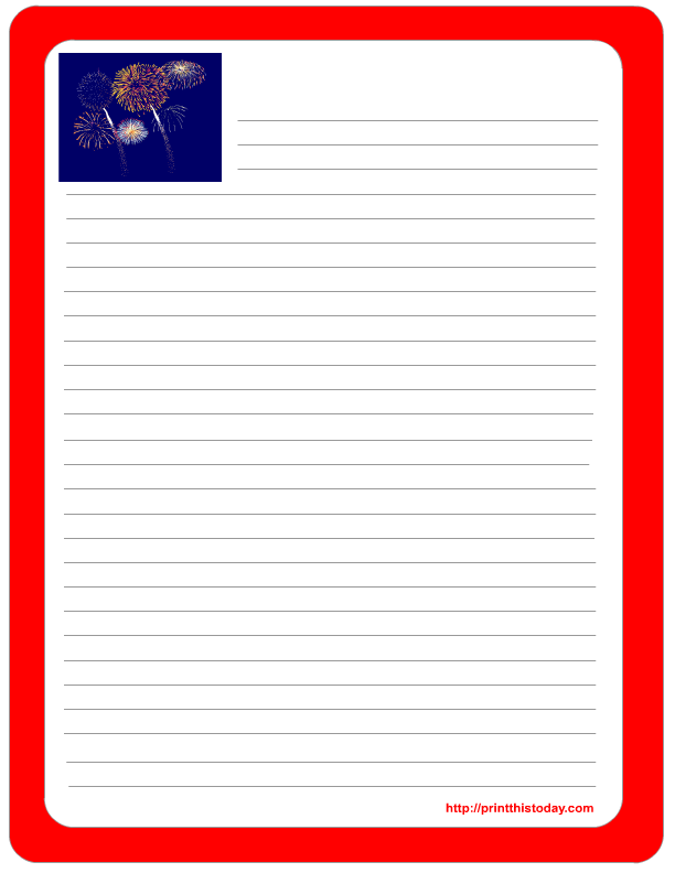 Free printable 4th of July Stationery