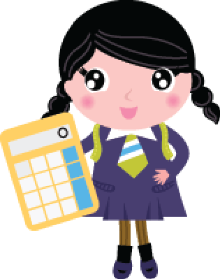 Beautiful School Girl with Yellow Calculator Isolated on White ...