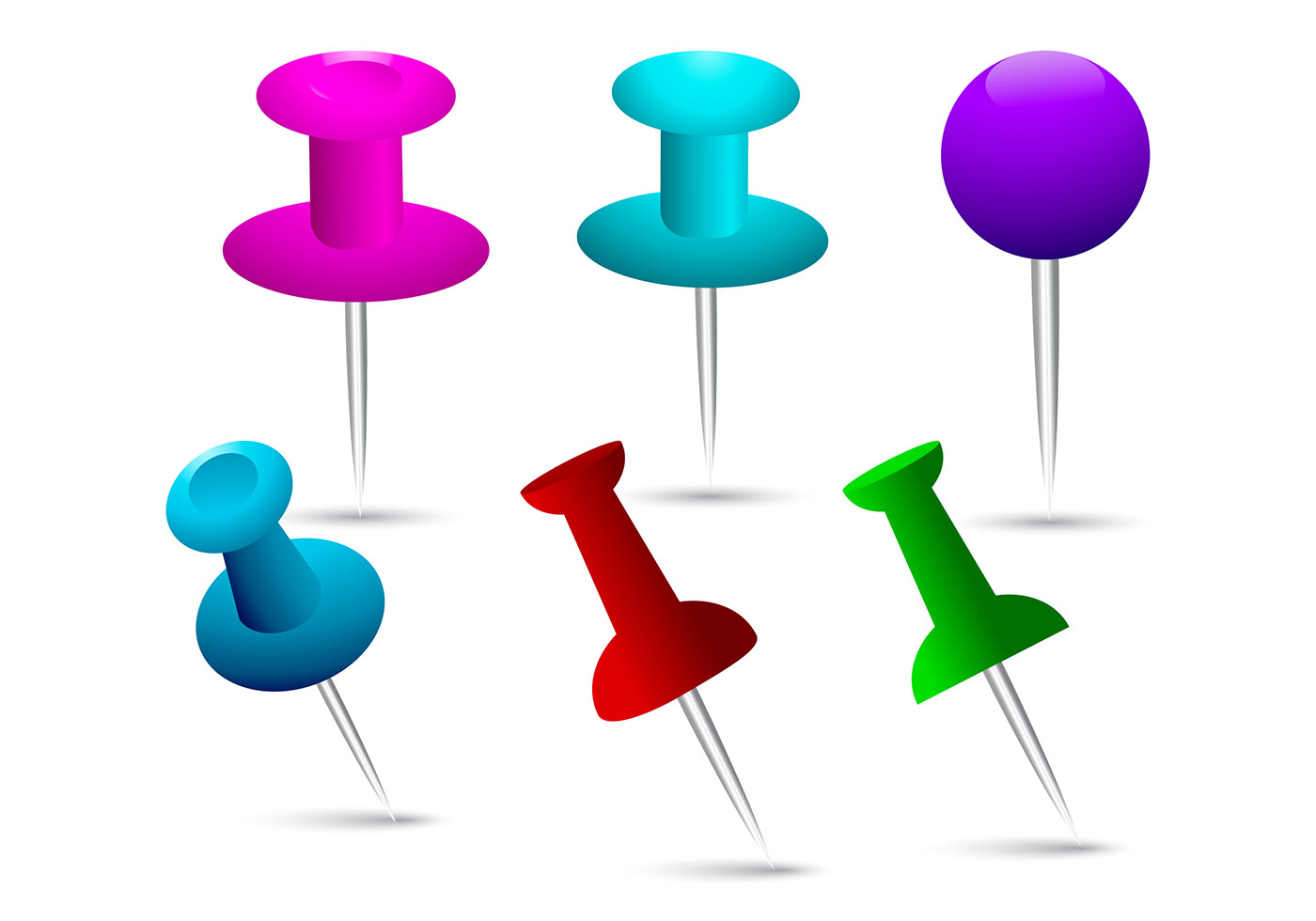 Free Thumb Tack Vector Metal Buttons - Download Free Vector Art ...