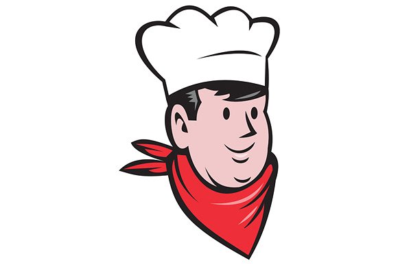 Chef Cook Baker Head Scarf Cartoon ~ Illustrations on Creative Market