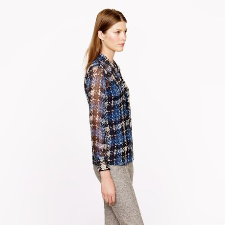 J.crew Collection Secretary Blouse in Clip Dot Tweed in Blue | Lyst ...