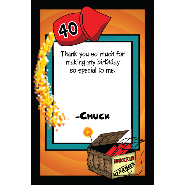 Tuney Time 40th Birthday Customized Thank You Note, FREE shipping ...