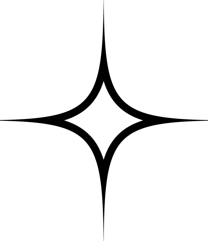 Outline Four Pointed Star Stars and Moons Wall Stickers Art Decal ...