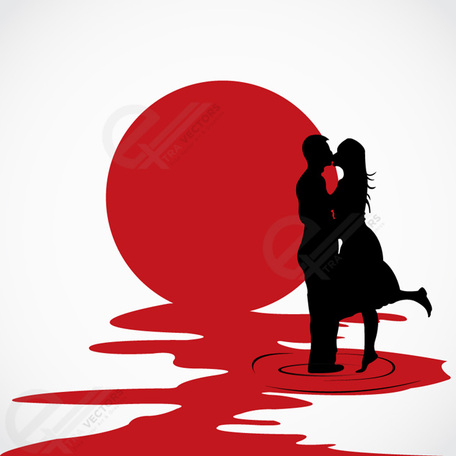 Silhouette kissing clipart