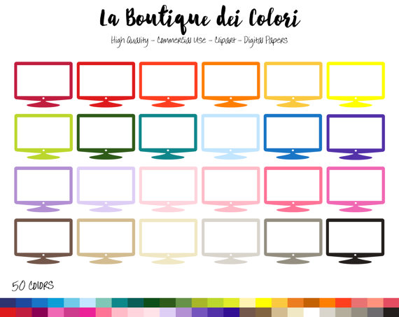 50 Rainbow Computer Screen Clipart, Digital illustrations PNG ...