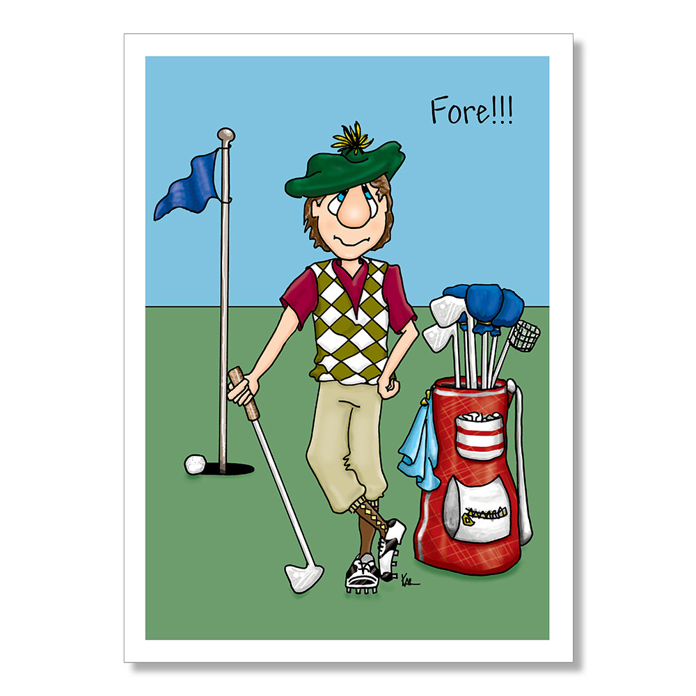 Golf cartoon | Etsy