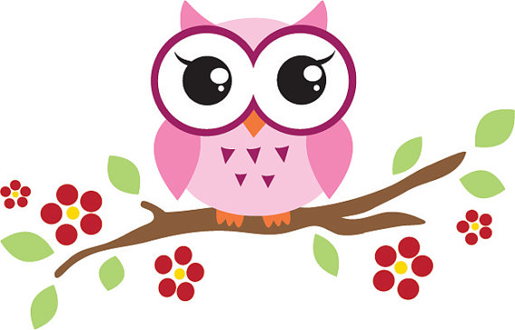 Owl on branch clipart