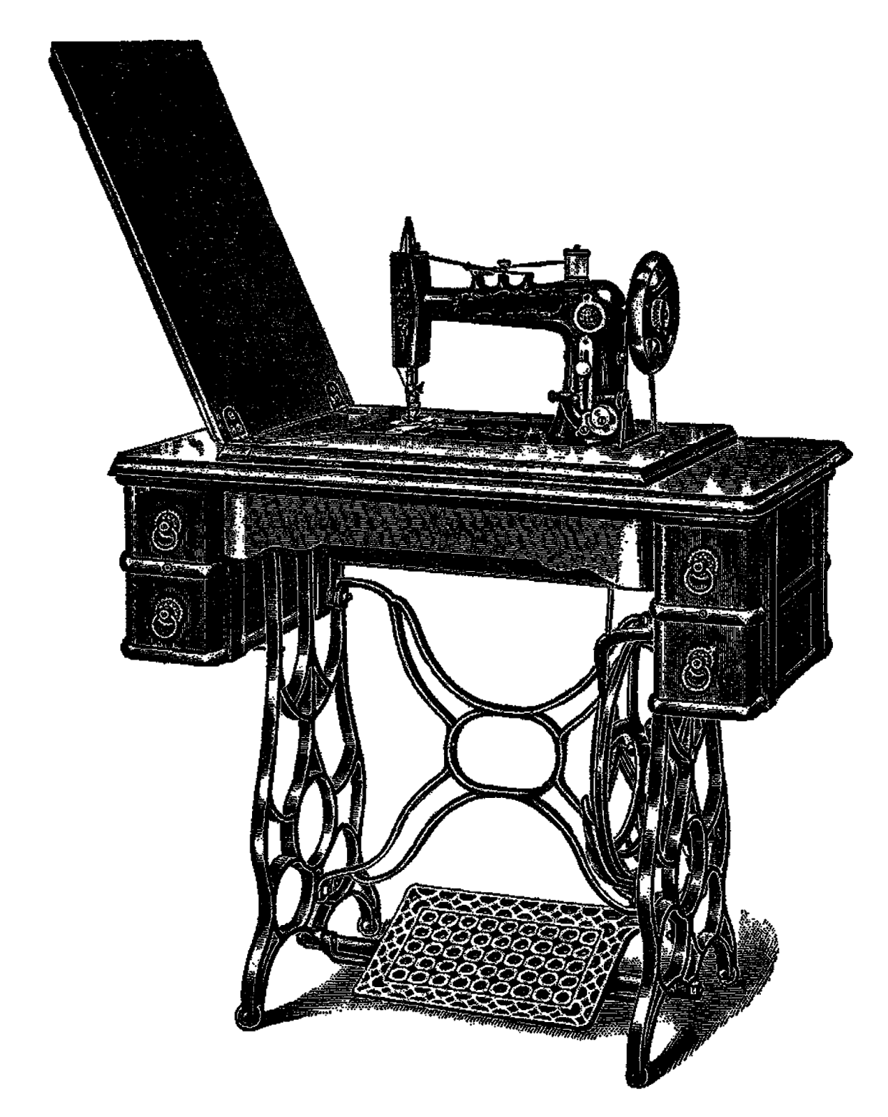 Antique Images: Digital Download Vintage Sewing Machine Clip Art