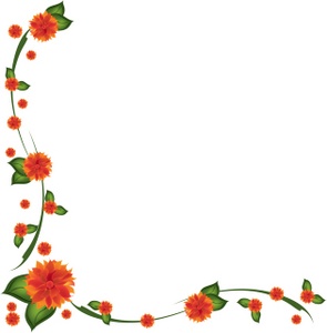 Flowers Clipart Image - Orange Dahlia Flowers Forming a Border