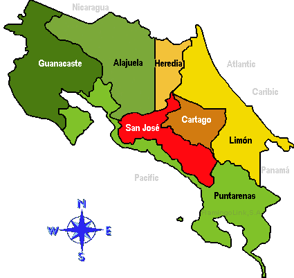 MAPAS DEL MUNDO: COSTA RICA, America