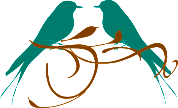 Love Birds On Branch Clip Art - vector clip art ...