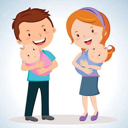 Cartoon Of The Baby Boy Twins Clip Art, Vector Images ...