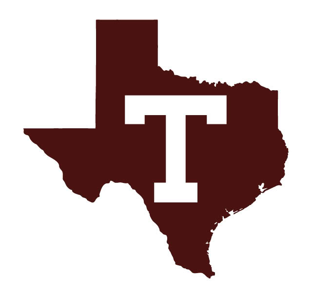 Four versions of the Texas A&M logo inside the state silhouette ...