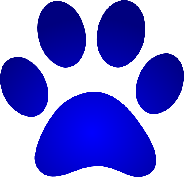 Blue Paw Print With Gradient Clip Art - vector clip ...