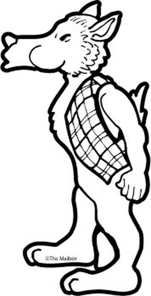 Big bad wolf clipart black and white
