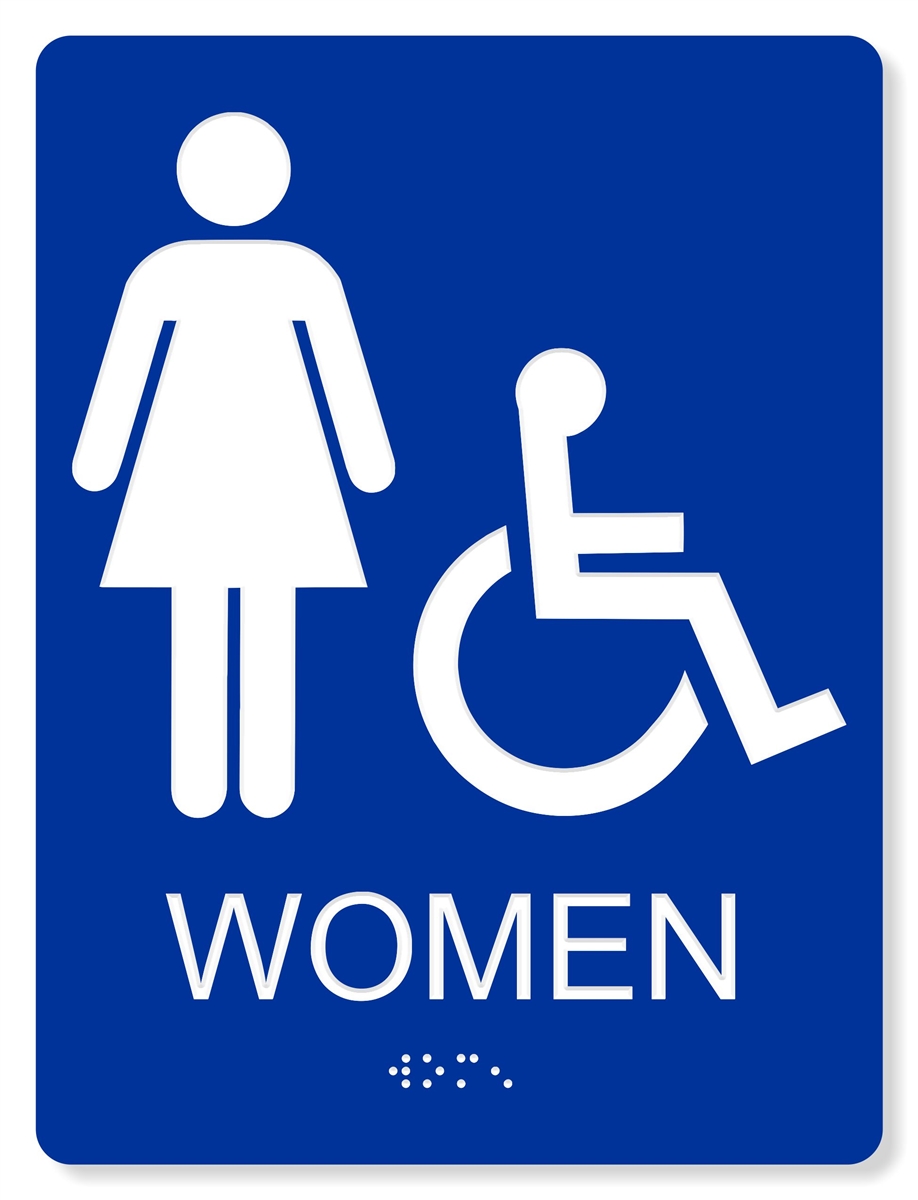 ADA Accessible Women's Restroom Sign - 4 Colors Available