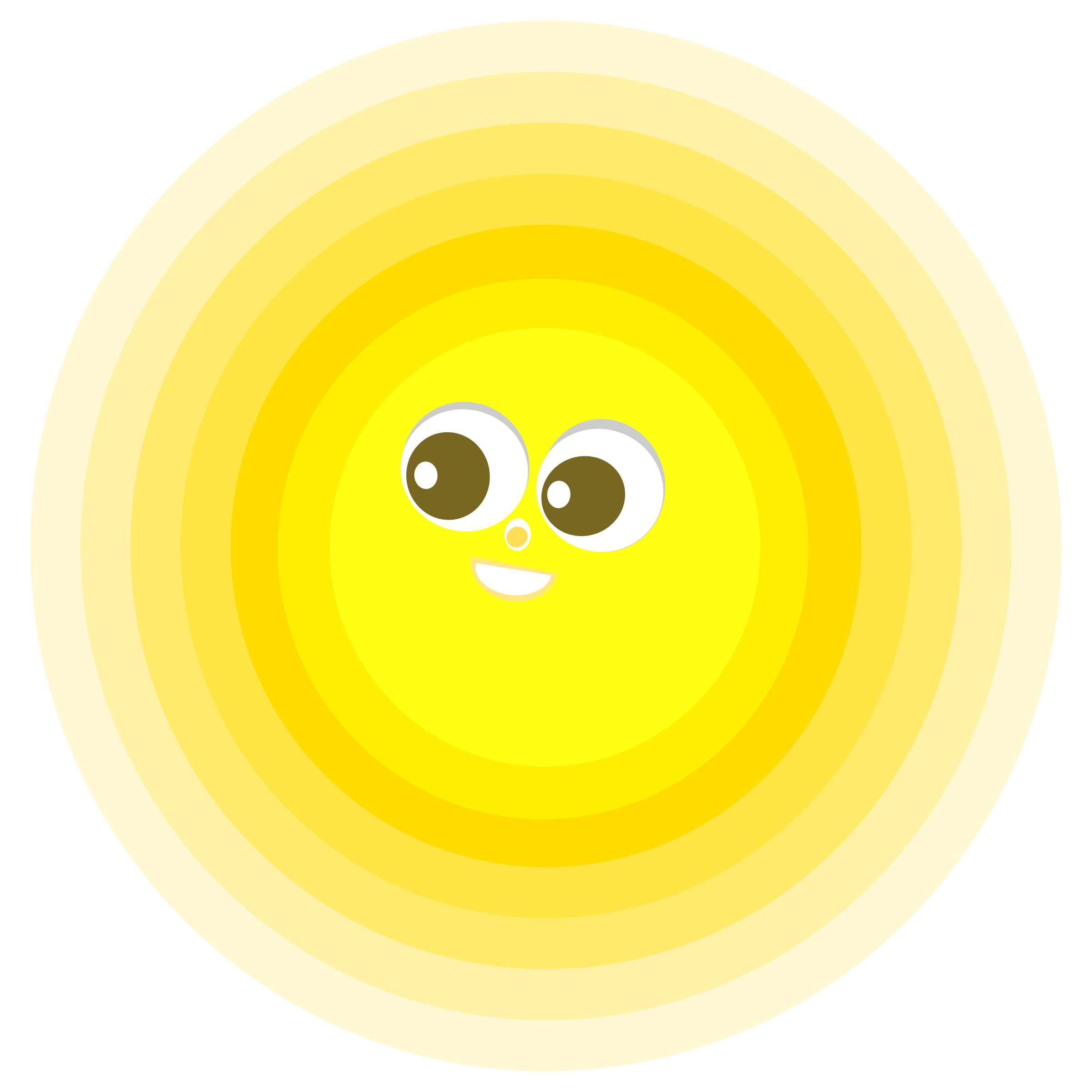 Clipart - Smiling Sun character, radiating.