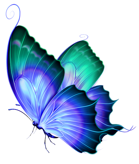 Transparent Blue and Green Deco Butterfly PNG Clipart