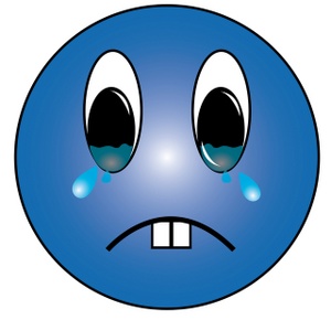 Sad Clipart Image - Cartoon of a Sad Blue Smiley with Tears