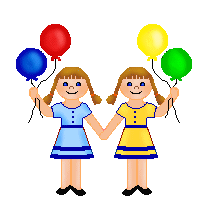 Balloon clip art of girls, ethnic girls, and twins holding ballons