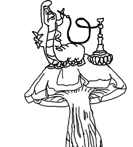 catapiller on a mushroom Colouring Pages
