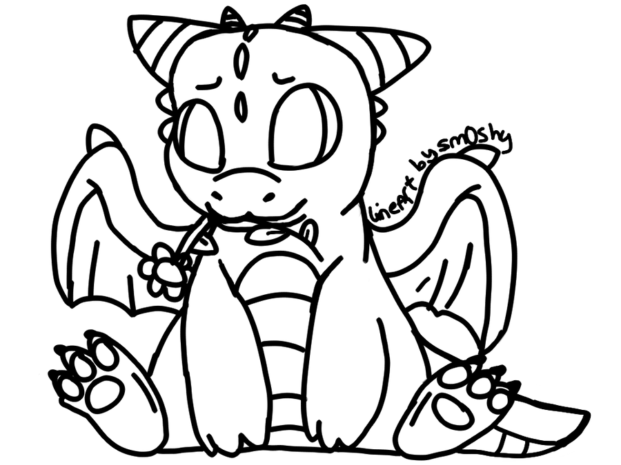 chibi dragon lineart